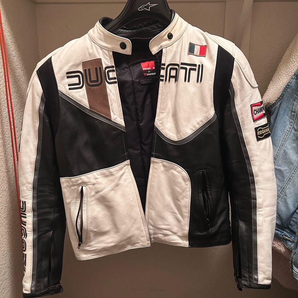 Ducati Women's Black and White Leather Jacket